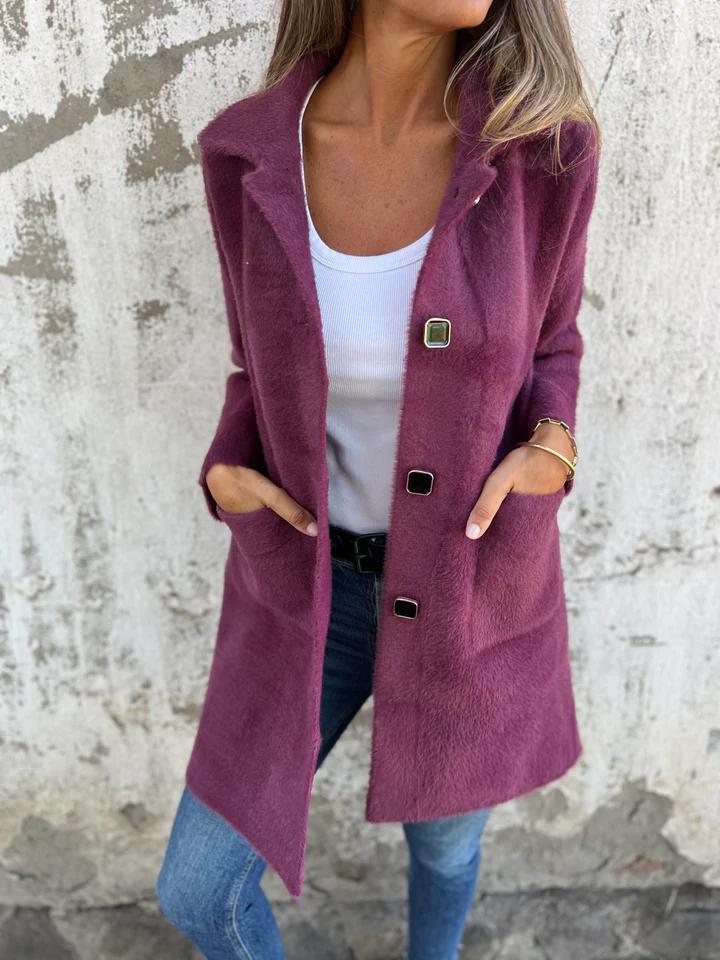 Marce | Casual, Single-Breasted Thick Coat with Lapels