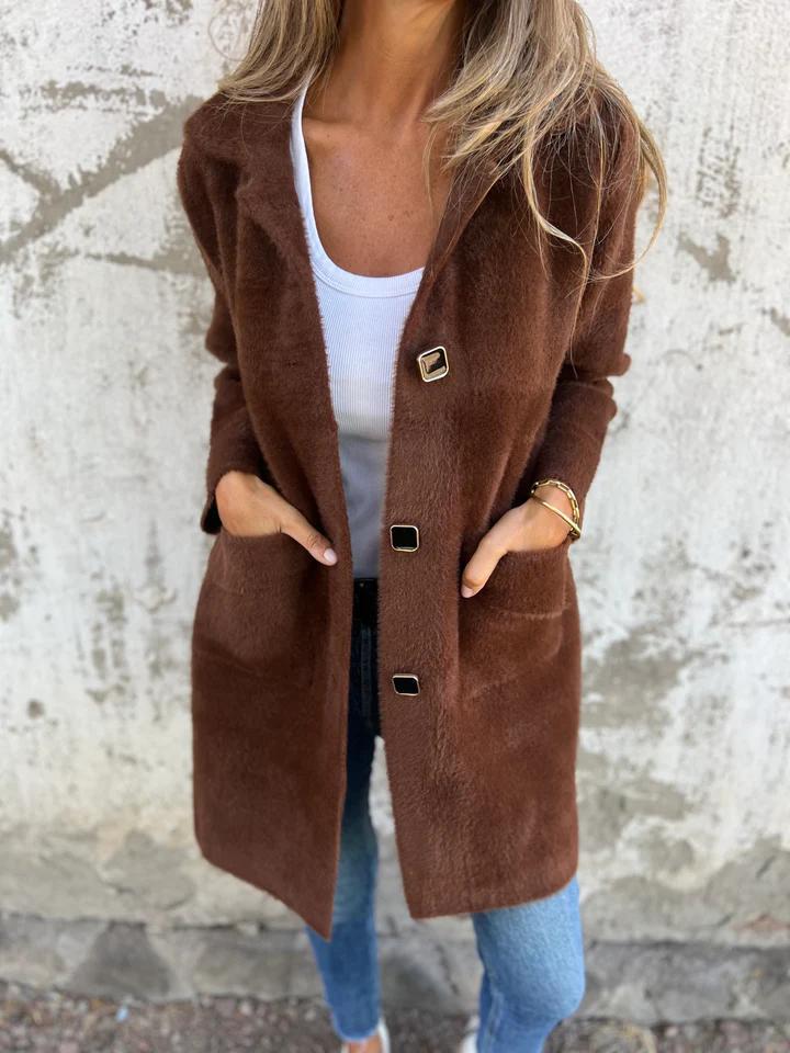 Marce | Casual, Single-Breasted Thick Coat with Lapels