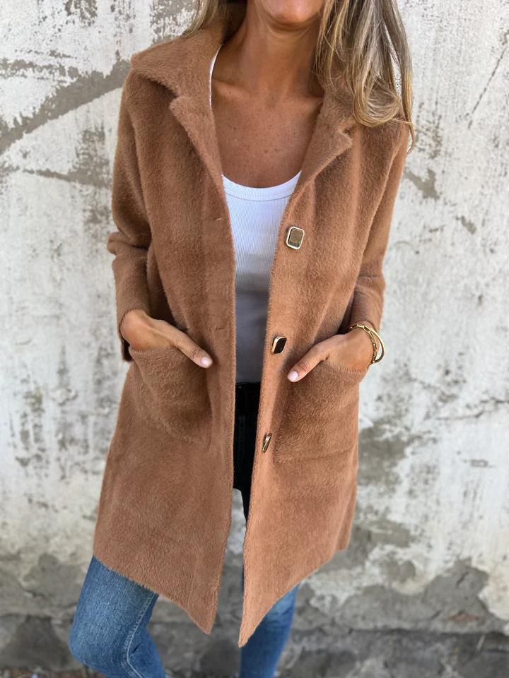 Marce | Casual, Single-Breasted Thick Coat with Lapels