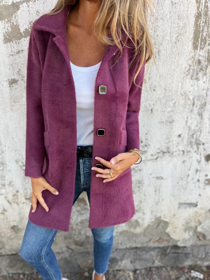 Marce | Casual, Single-Breasted Thick Coat with Lapels