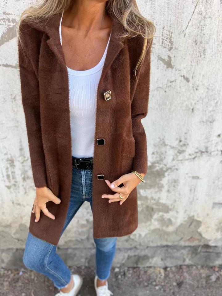 Marce | Casual, Single-Breasted Thick Coat with Lapels