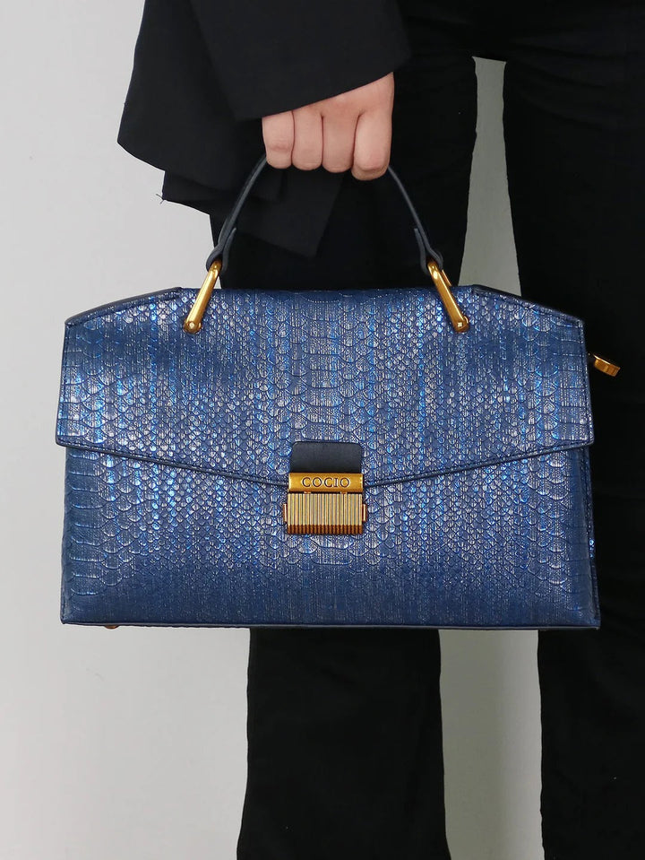 Kato Celeste Python-Patterned Handbag