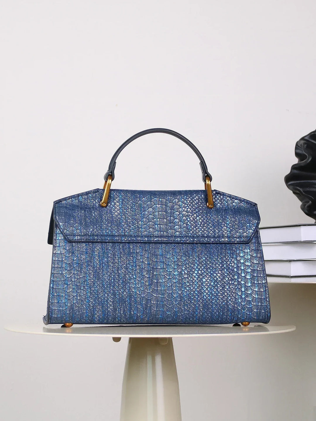 Kato Celeste Python-Patterned Handbag