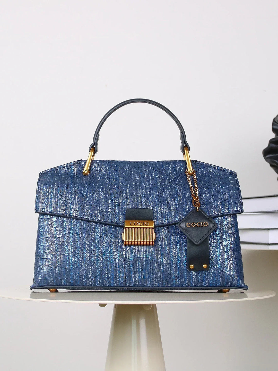 Kato Celeste Python-Patterned Handbag