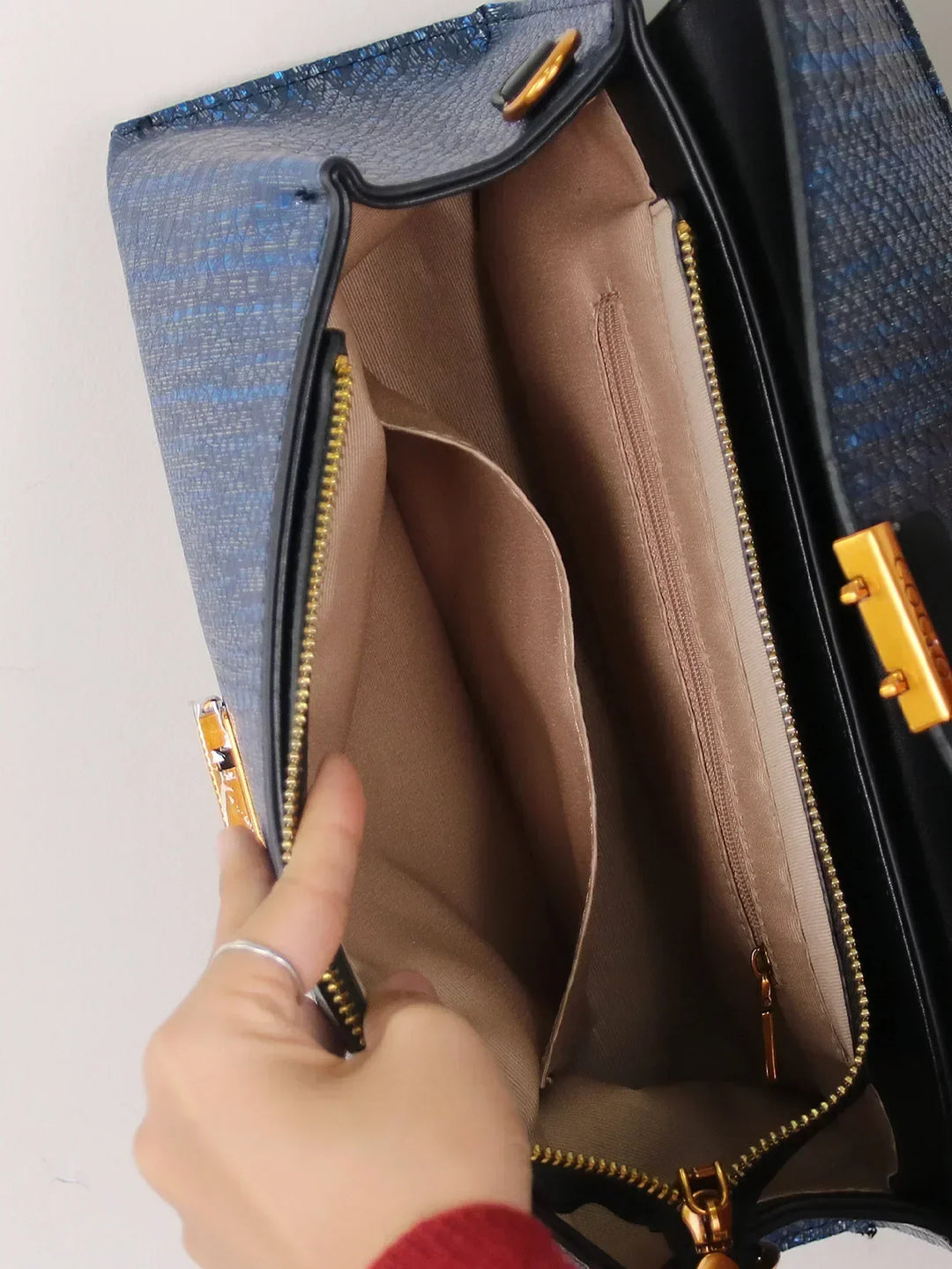 Kato Celeste Python-Patterned Handbag