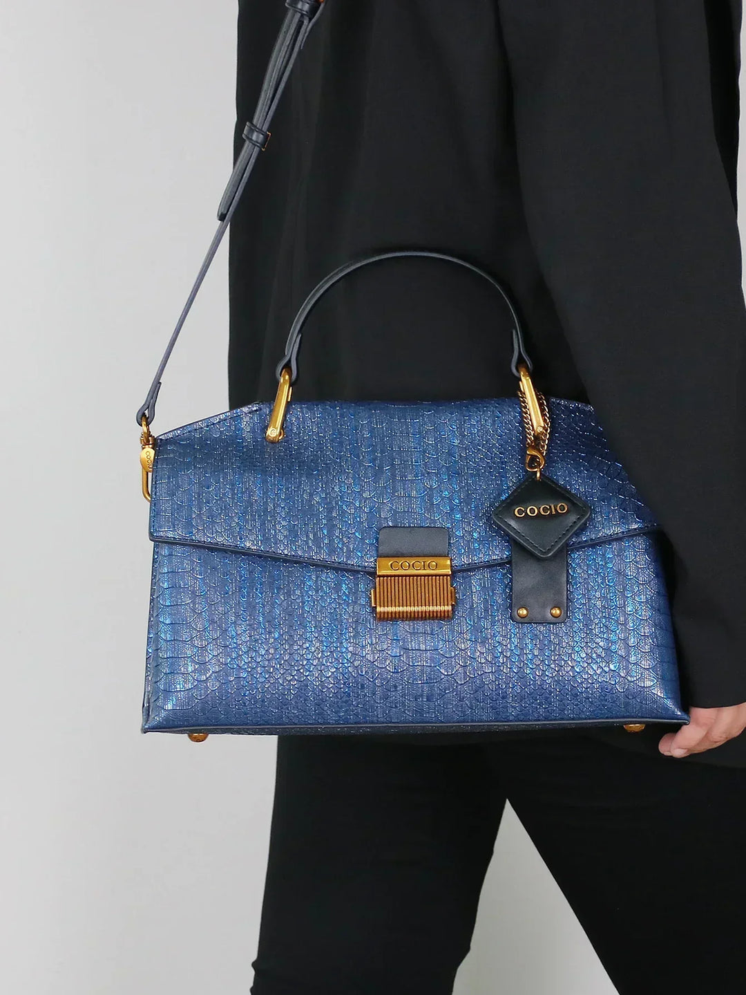 Kato Celeste Python-Patterned Handbag