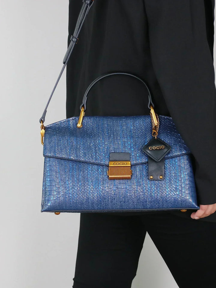 Kato Celeste Python-Patterned Handbag