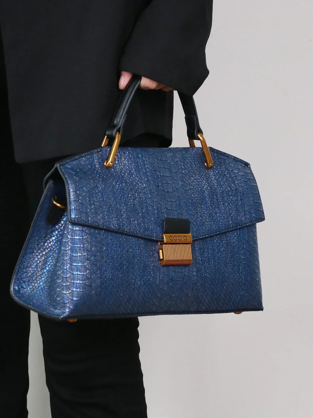 Kato Celeste Python-Patterned Handbag