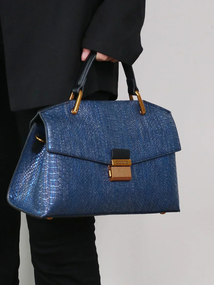 Kato Celeste Python-Patterned Handbag