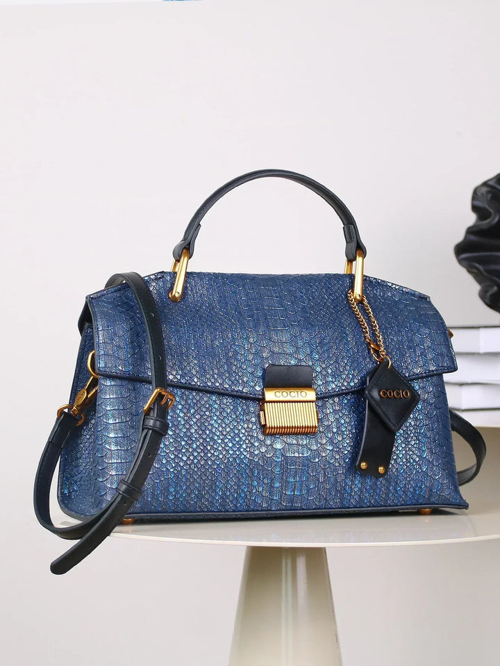 Kato Celeste Python-Patterned Handbag