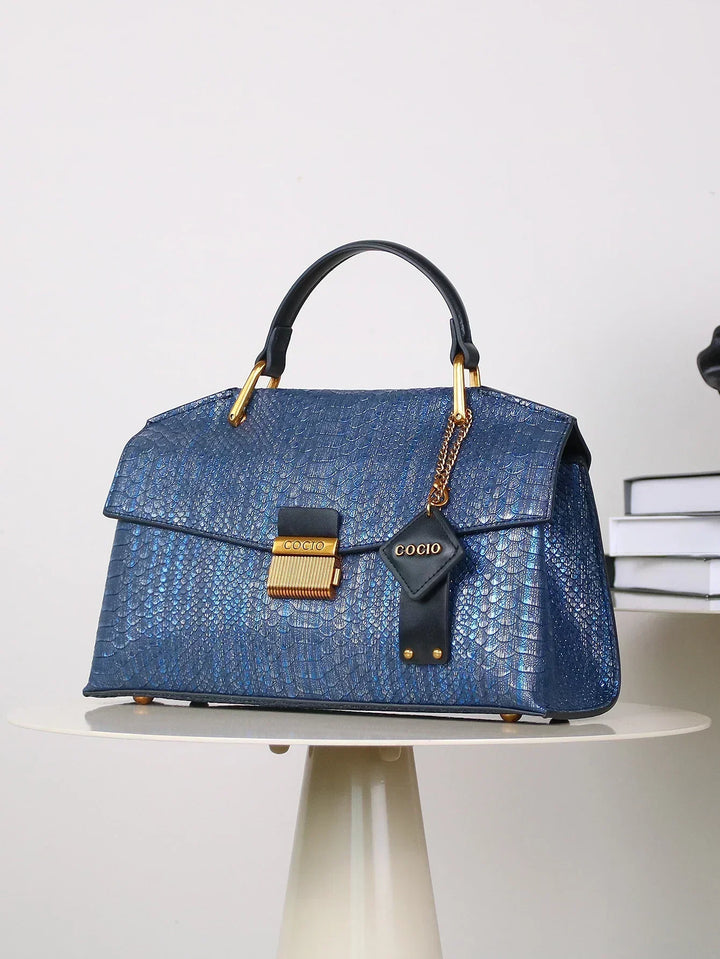 Kato Celeste Python-Patterned Handbag