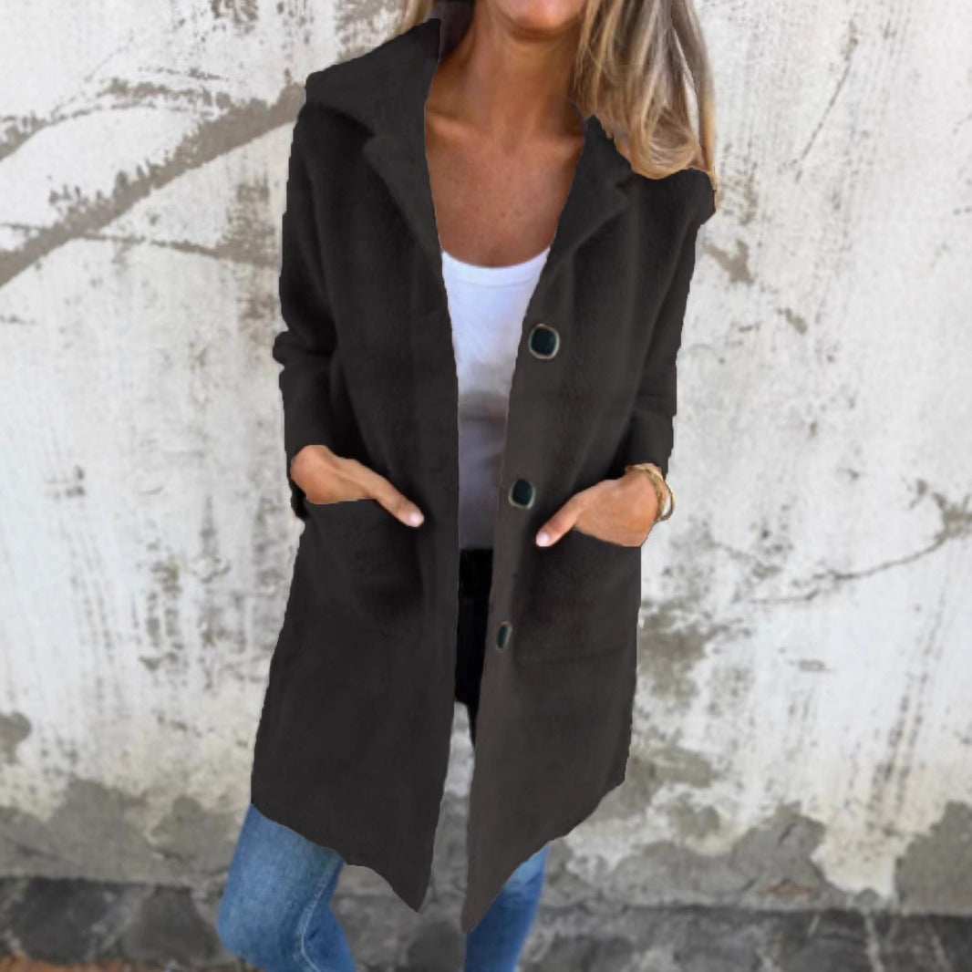Marce | Casual, Single-Breasted Thick Coat with Lapels
