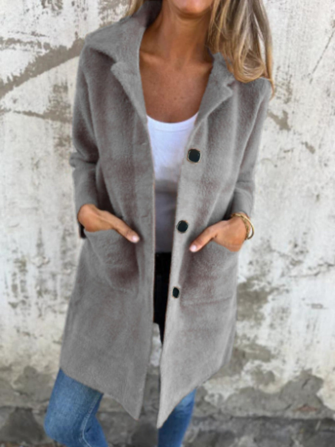 Marce | Casual, Single-Breasted Thick Coat with Lapels
