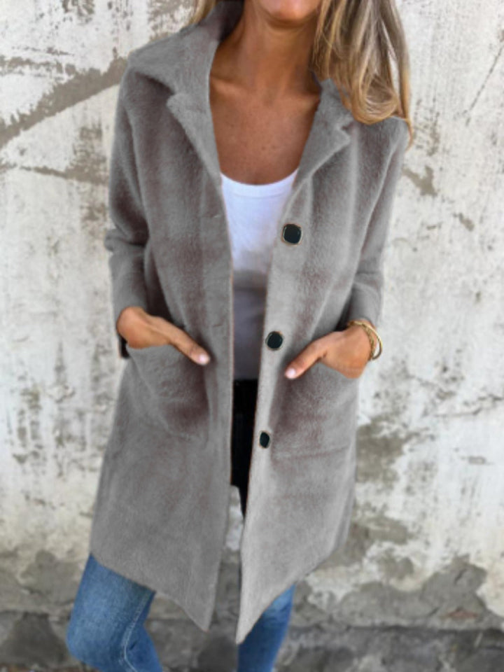 Marce | Casual, Single-Breasted Thick Coat with Lapels