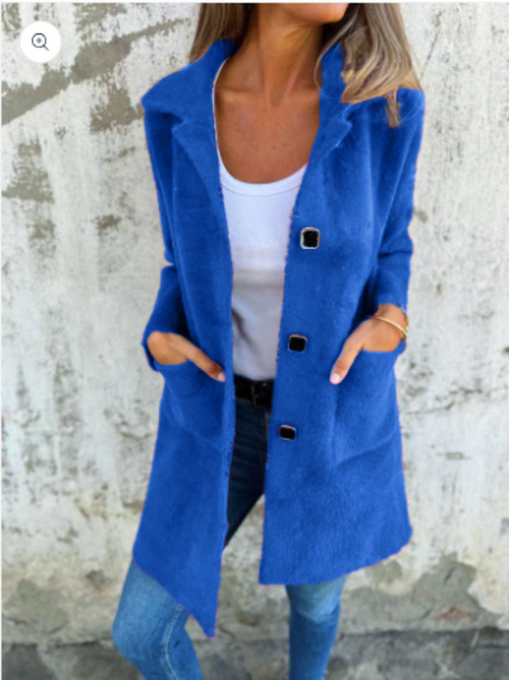Marce | Casual, Single-Breasted Thick Coat with Lapels