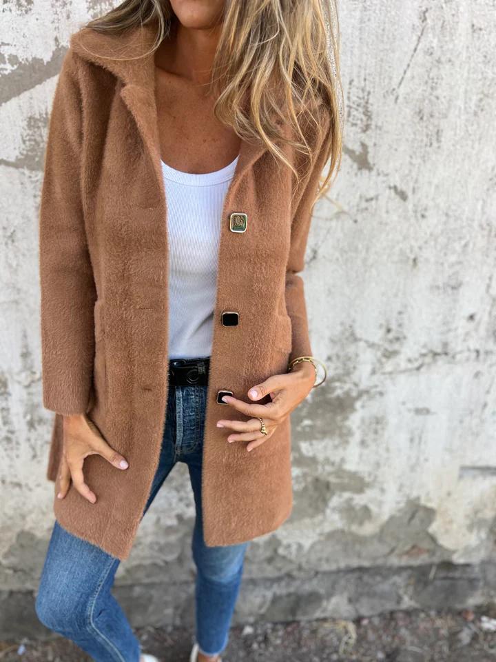 Marce | Casual, Single-Breasted Thick Coat with Lapels